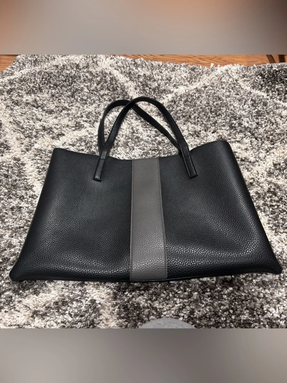 Vince Black Tote with Gray Center Panel